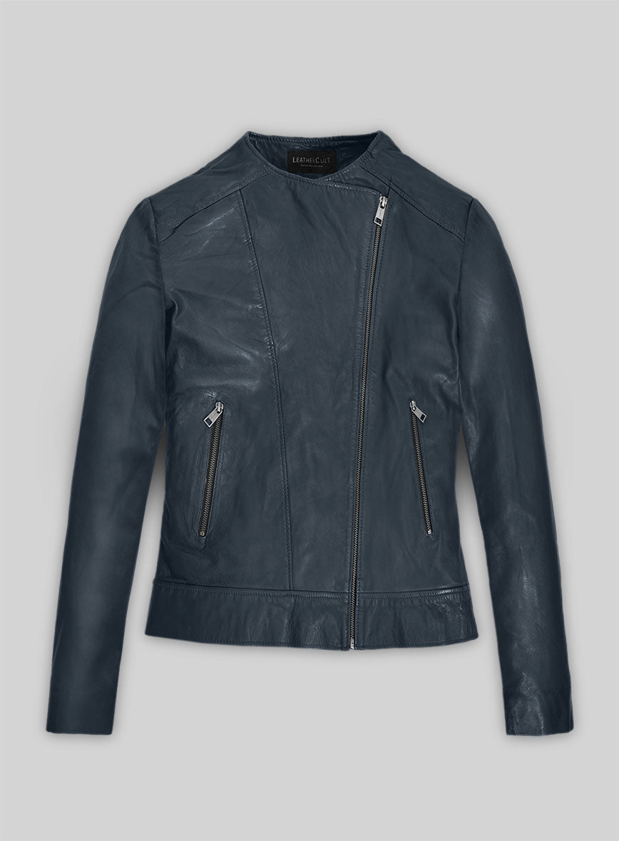 Soft Winsor Blue Washed & Wax Leather Jacket # 237
