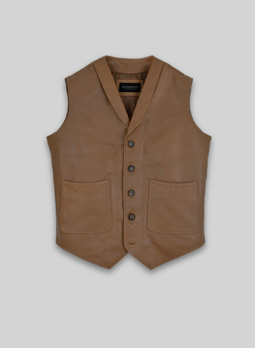 Shawl Lapel Leather Vest