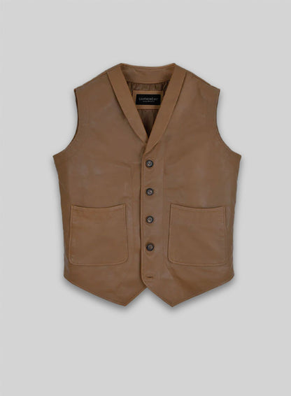 Shawl Lapel Leather Vest
