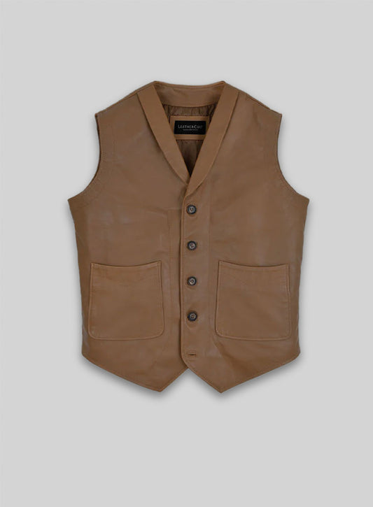 Shawl Lapel Leather Vest