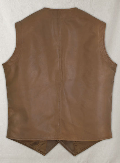 Shawl Lapel Leather Vest - LeatherCult