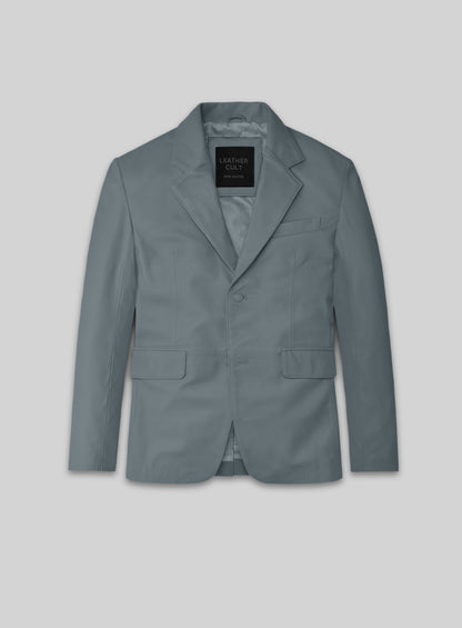 Sherpa Gray Lambskin Leather Blazer