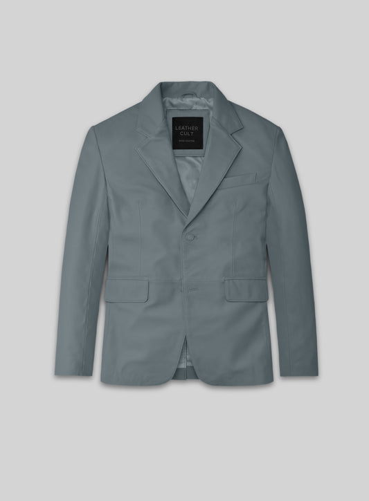 Sherpa Gray Lambskin Leather Blazer