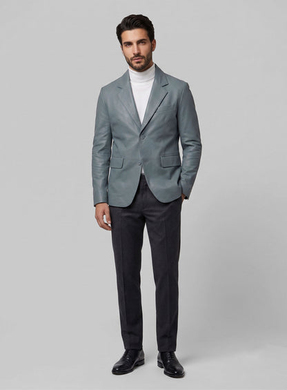 Sherpa Gray Lambskin Leather Blazer