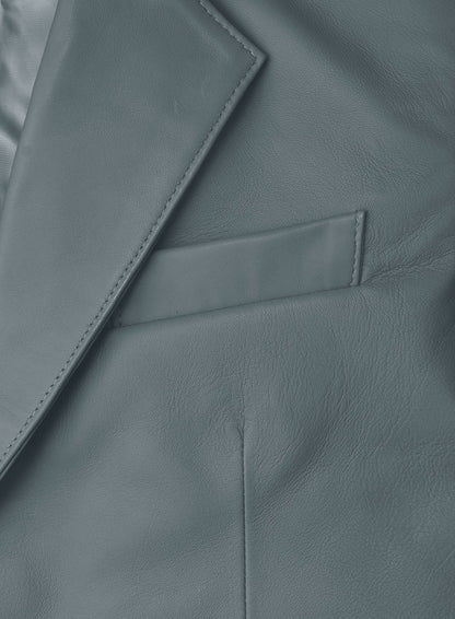 Sherpa Gray Lambskin Leather Blazer