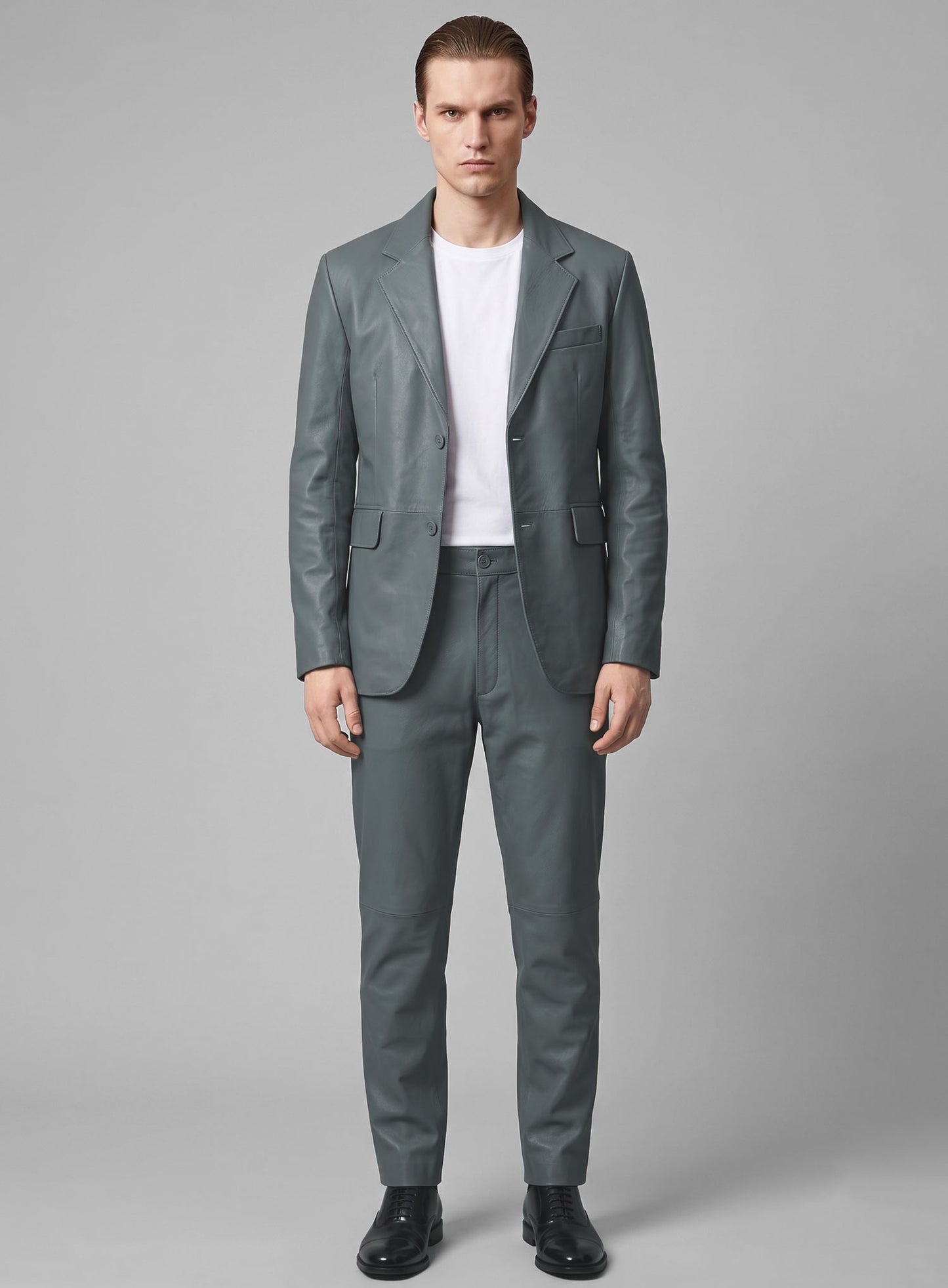 Sherpa Gray Lambskin Leather Suit