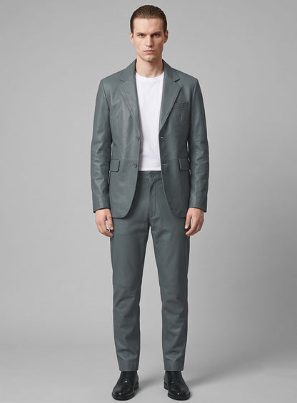 Sherpa Gray Lambskin Leather Suit