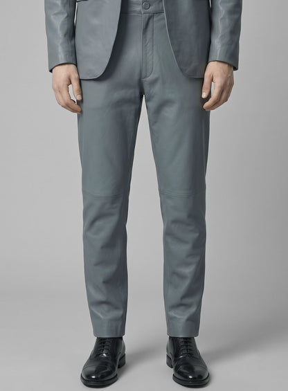 Sherpa Gray Lambskin Leather Suit