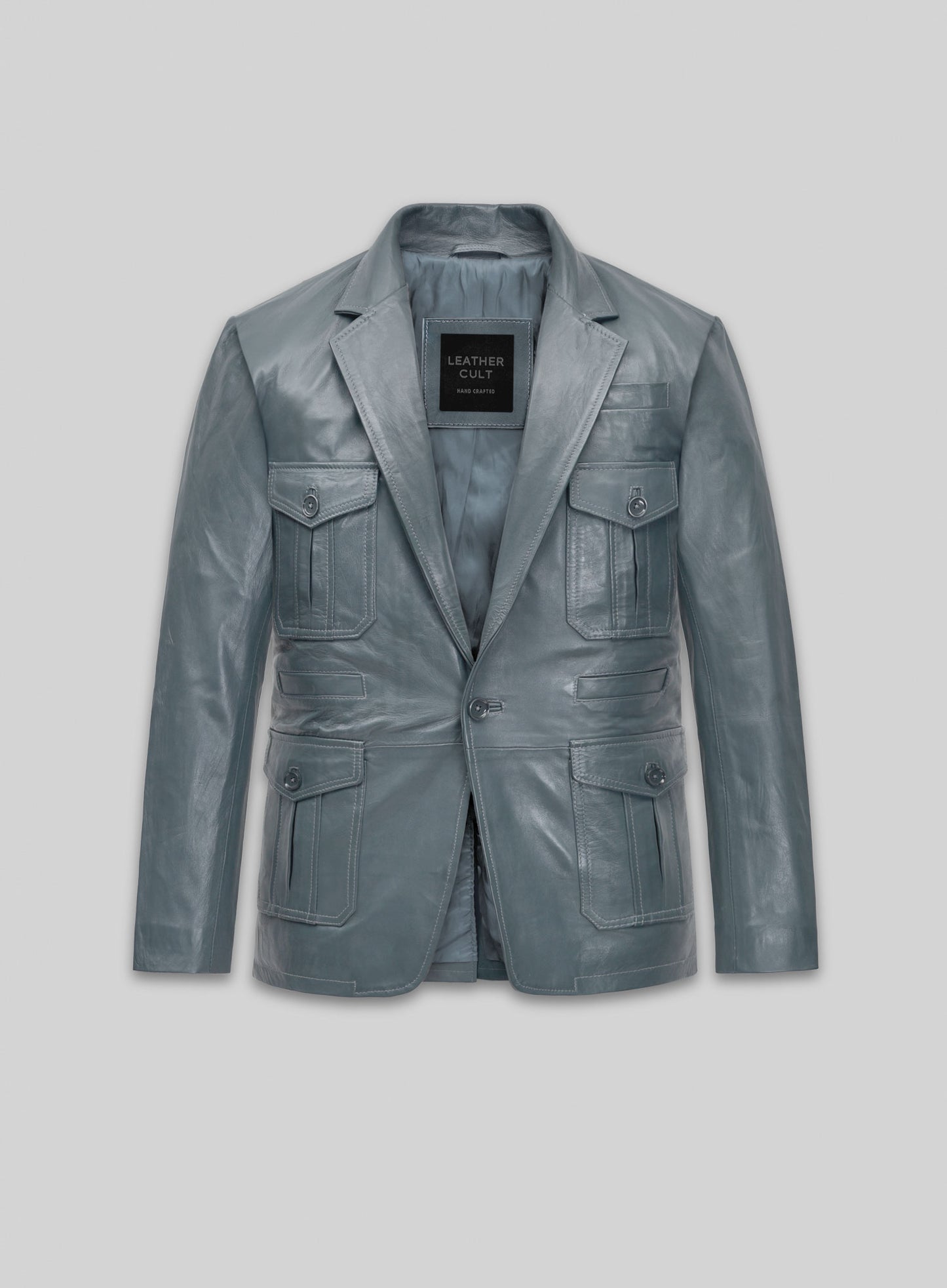 Sherpa Gray Washed and Wax Lambskin Leather Blazer - #712