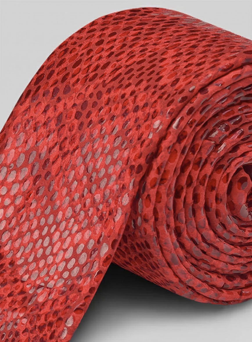 Shiny Red Python Leather Tie