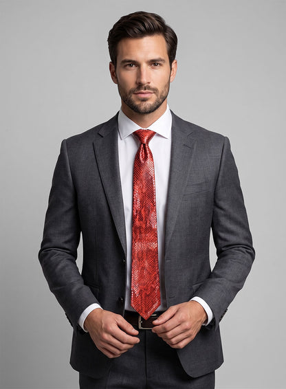 Shiny Red Python Leather Tie