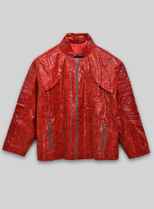 Shiny Red Python Leather Jacket # 265 - 46 Female