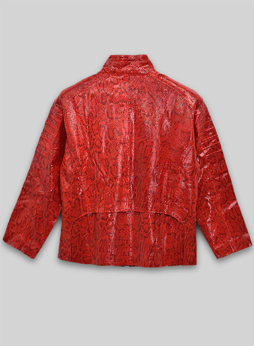 Shiny Red Python Leather Jacket # 265 - 46 Female