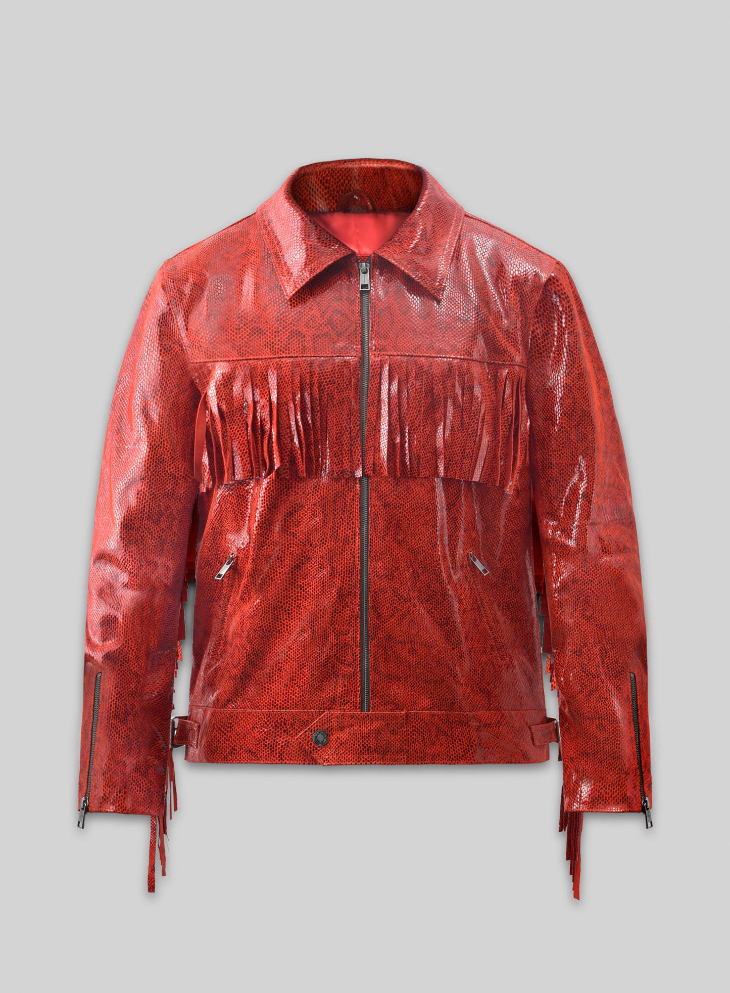 Shiny Red Python Leather Jacket #889
