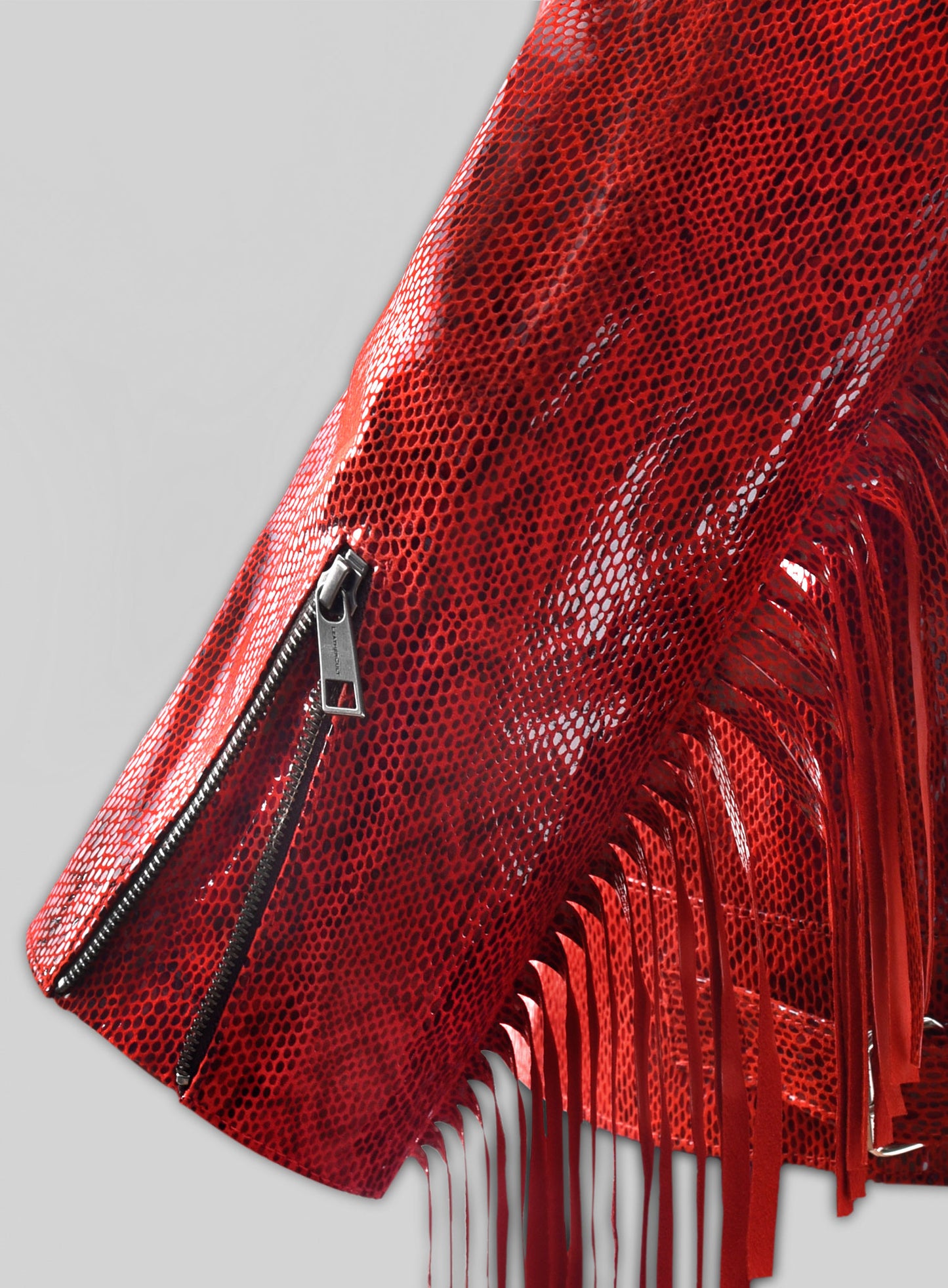 Shiny Red Python Leather Jacket #889