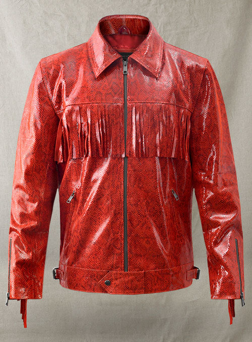 Shiny Red Python Leather Jacket #889 - LeatherCult
