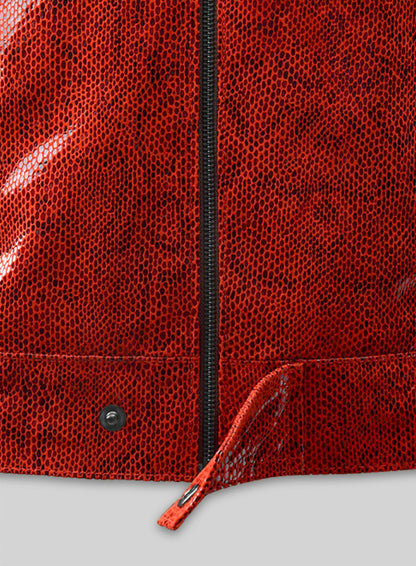 Shiny Red Python Leather Jacket #889