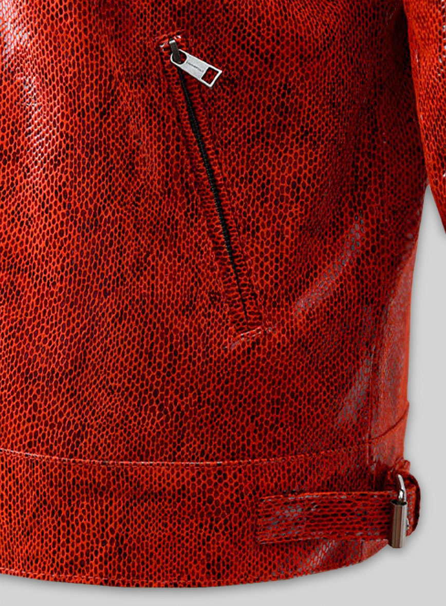 Shiny Red Python Leather Jacket #889