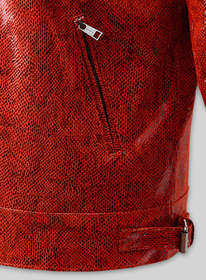 Shiny Red Python Leather Jacket #889