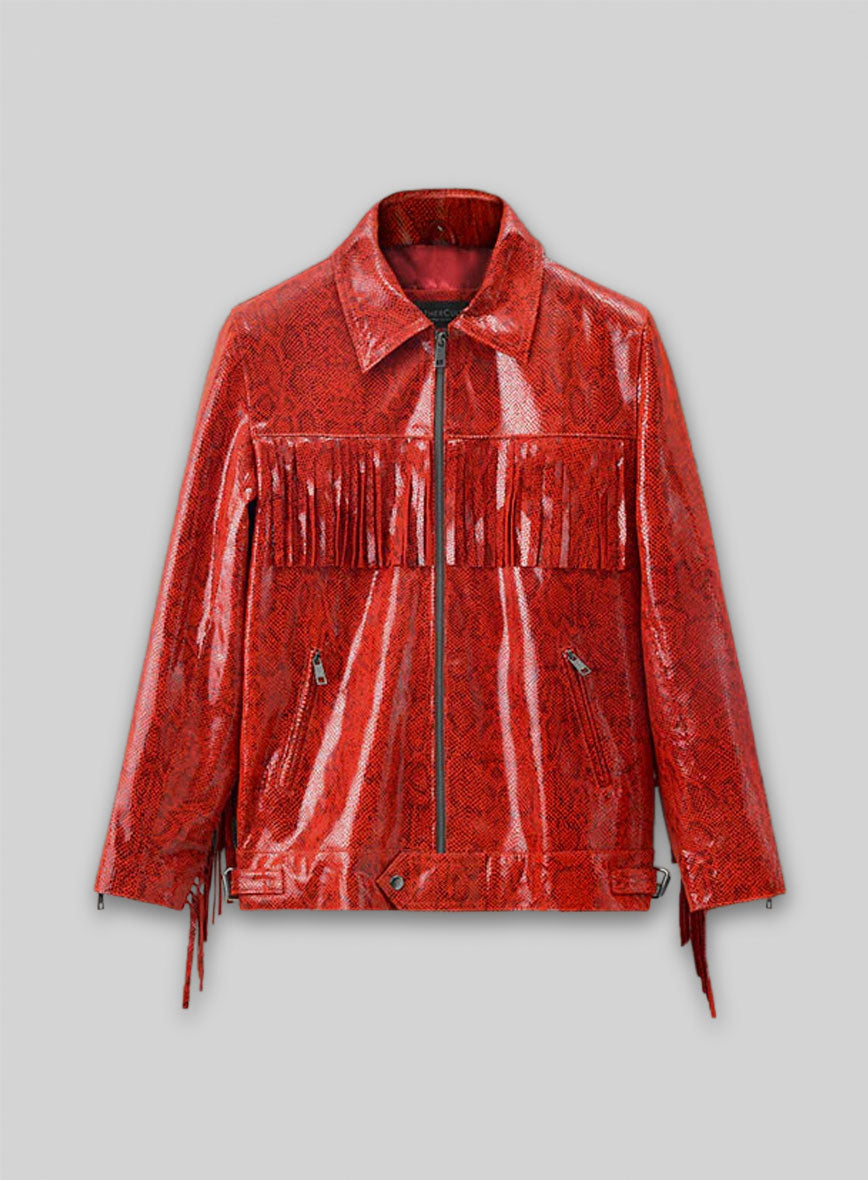 Shiny Red Python Leather Jacket #889