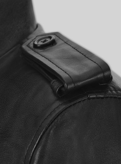 Short Trench Leather Jacket