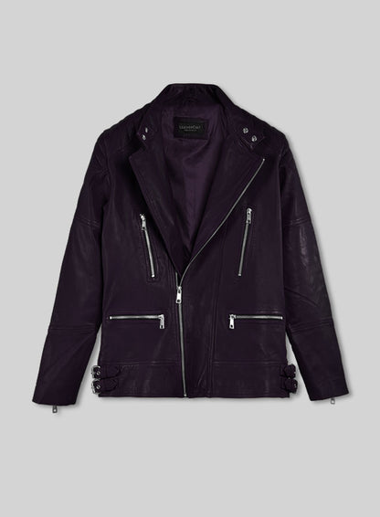 Shotgun Purple Moto Leather Jacket