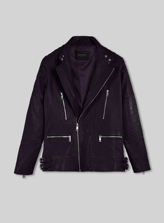 Shotgun Purple Moto Leather Jacket