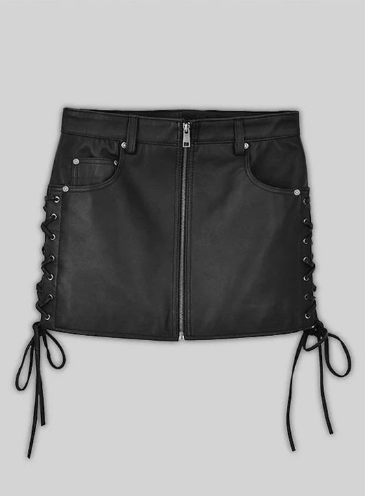 Side Lace-Up Leather Skirt - # 431