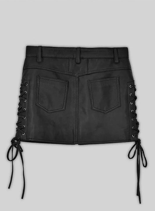 Side Lace-Up Leather Skirt - # 431