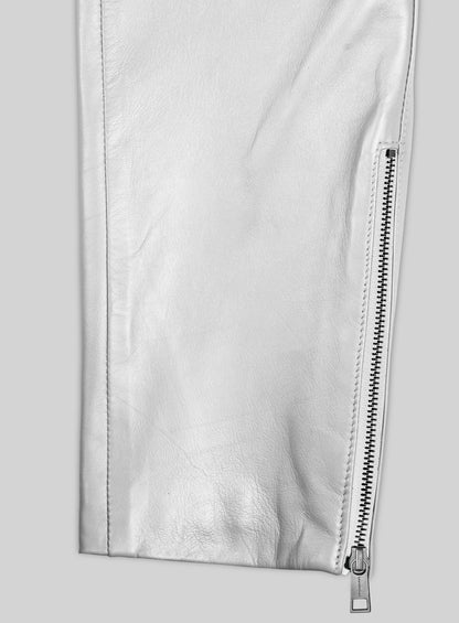 Silver Electric Zipper Mono Leather Pants