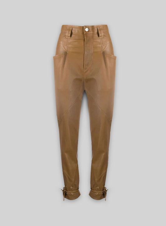 Skinny Bottom Lace Leather Pants