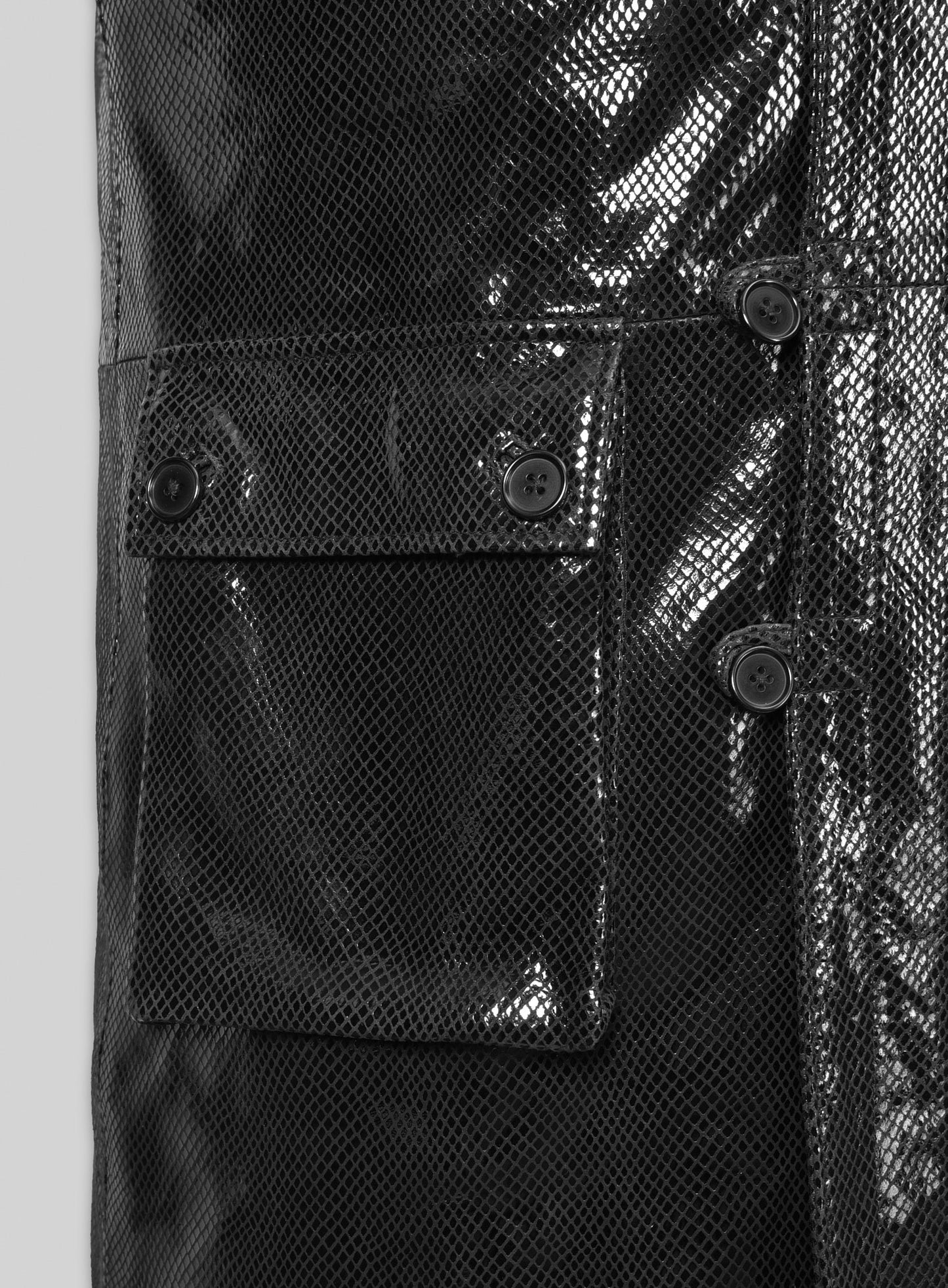 Snake Emboss Black Tom Hardy Dark Knight Leather Trench Coat