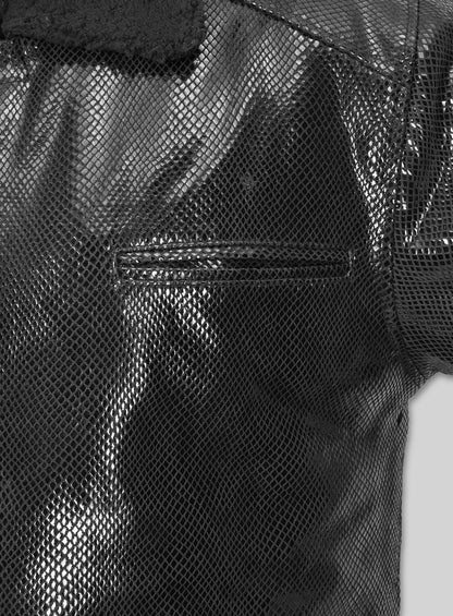 Snake Emboss Black Tom Hardy Dark Knight Leather Trench Coat