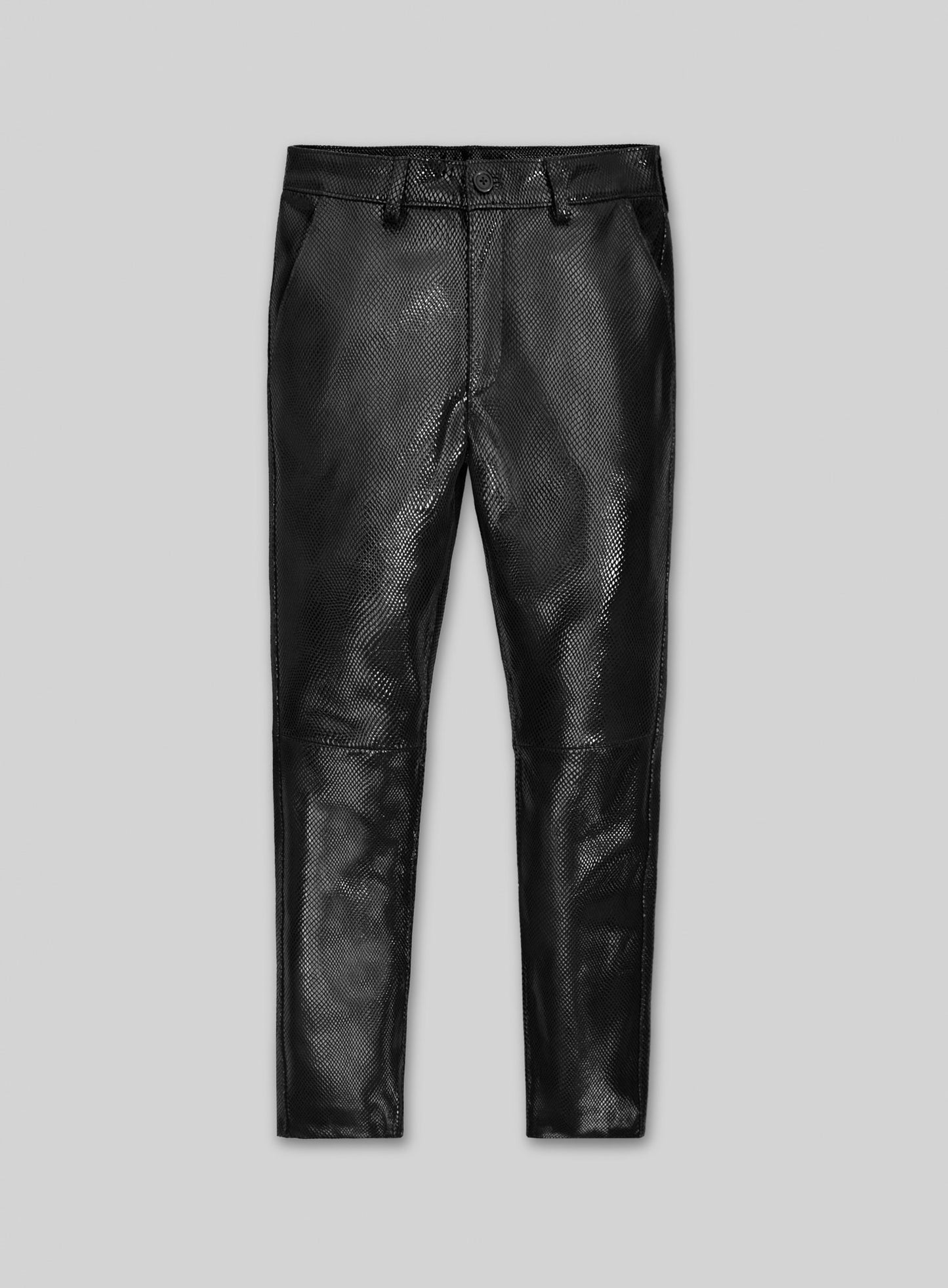 Snake Embossed Double Breasted Leather Suit