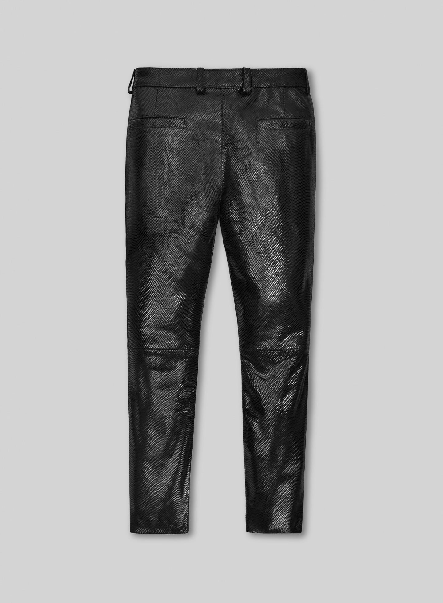 Snake Embossed Double Breasted Leather Suit