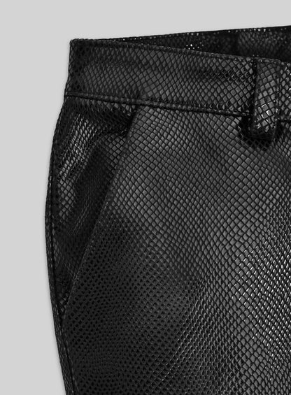 Snake Embossed Double Breasted Leather Suit