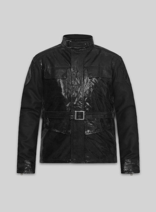 Snake Emboss Black Avengers Age of Ultron Leather Jacket