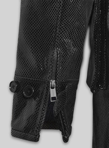 Snake Emboss Black Tom Hardy Dark Knight Leather Trench Coat