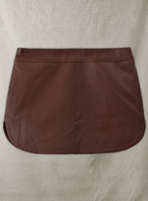 Soft King Brown Hilary Duff Leather Skirt - M Mini - LeatherCult