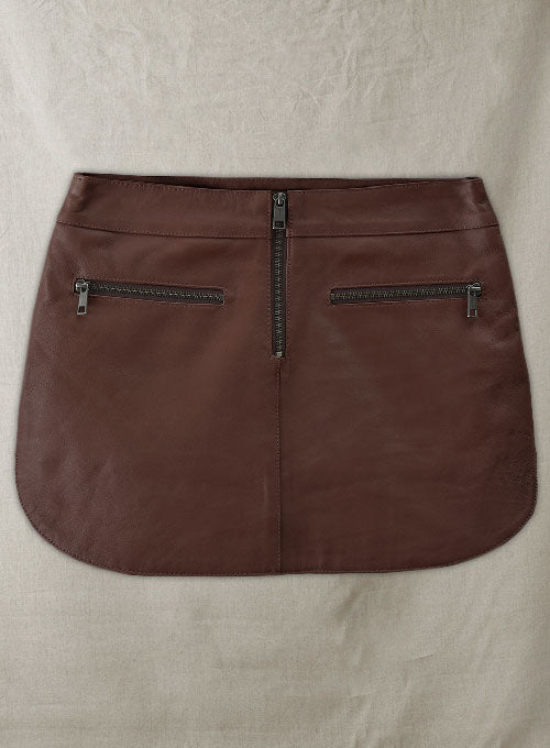 Soft King Brown Hilary Duff Leather Skirt - M Mini - LeatherCult