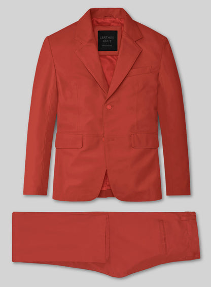 Berry Red Lambskin Leather Suit