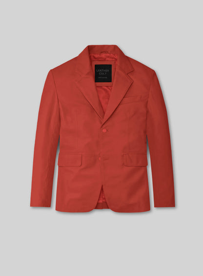 Berry Red Lambskin Leather Suit
