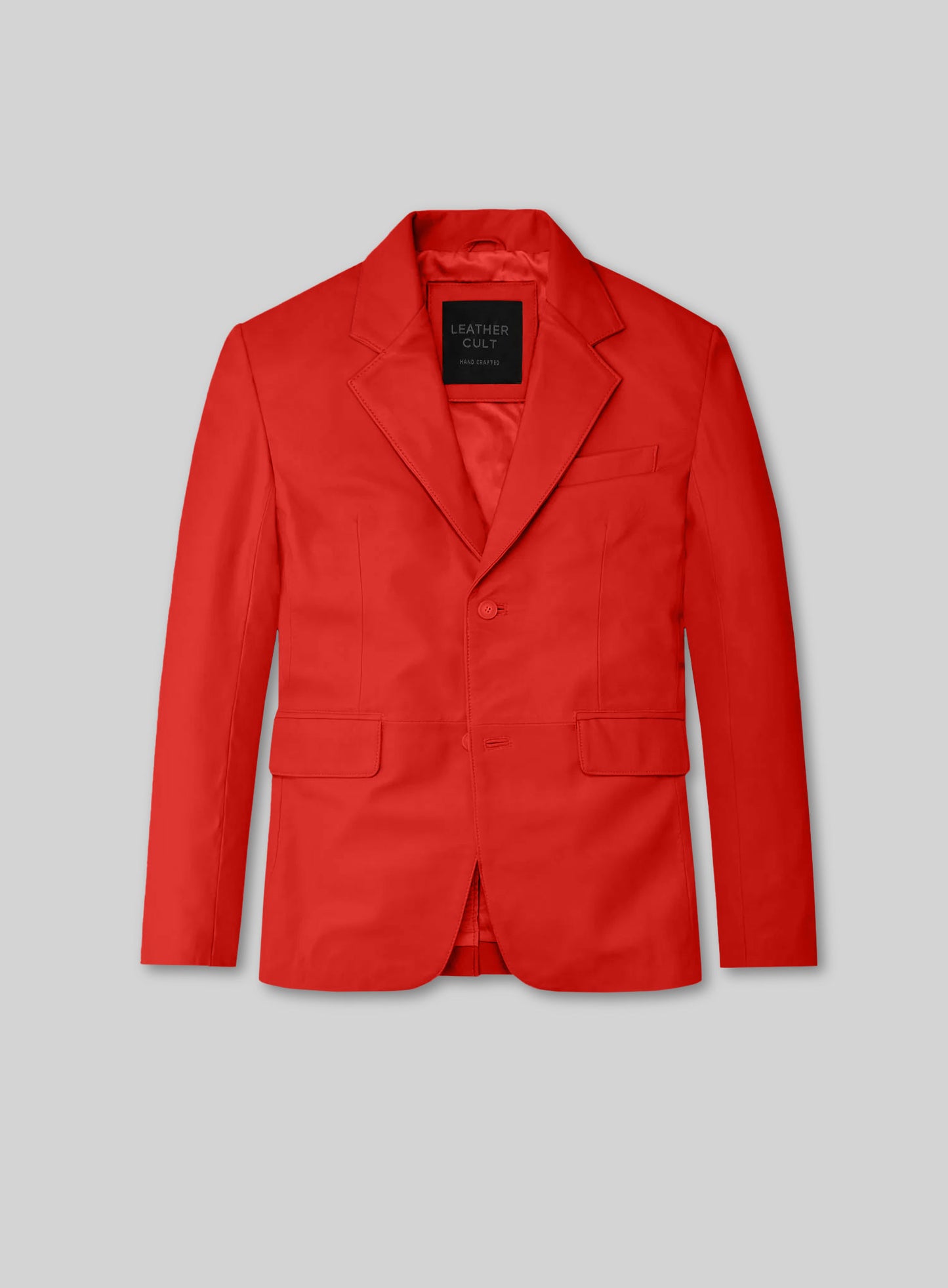 Blood Red Lambskin Leather Blazer