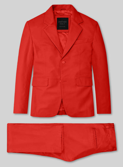 Blood Red Lambskin Leather Suit