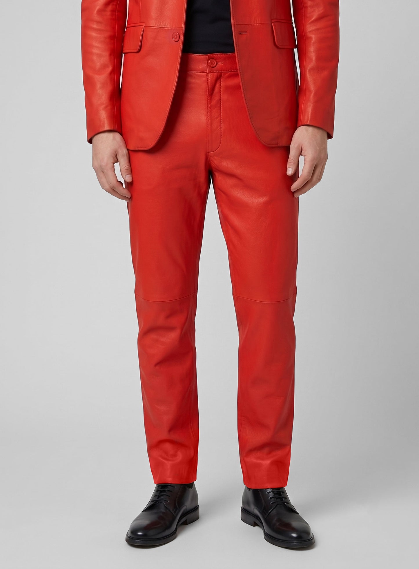 Blood Red Lambskin Leather Suit