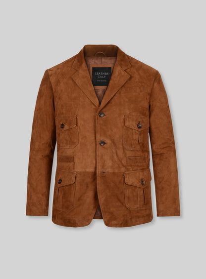 Soft Caramel Brown Suede Leather Blazer - #712