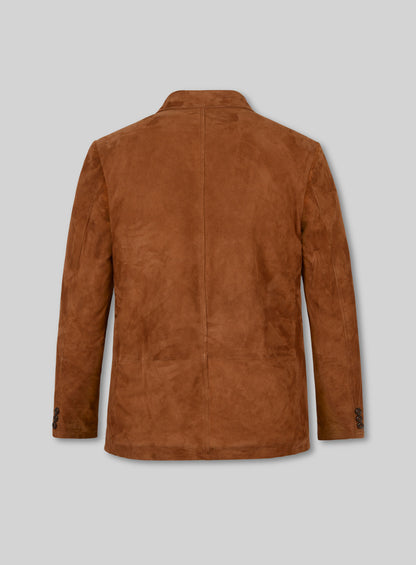 Soft Caramel Brown Suede Leather Blazer - #712