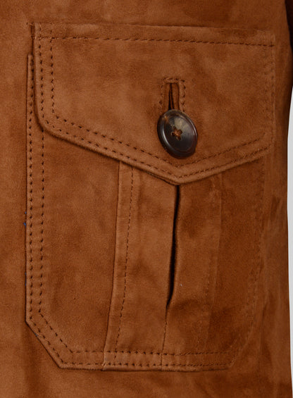Soft Caramel Brown Suede Leather Blazer - #712