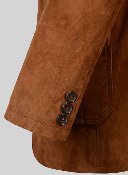 Soft Caramel Brown Suede Leather Blazer - #712