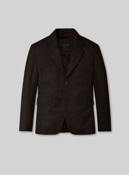 Dark Brown Lambskin Leather Blazer